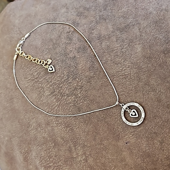 BRIGHTON Heart in a Circle Crystal Silver Plated Chain Necklace - Picture 2 of 9